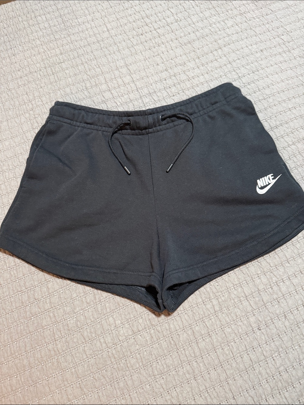 Nike Black Women's Athletic Drawstring Shorts with White Swoosh